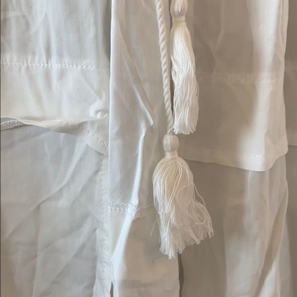 White Embroidered Tassel-Tie Open Front Top M‎ - Picture 8 of 14